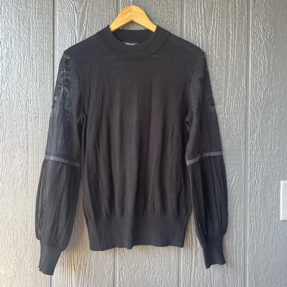 Nine West Black elegant top with Sheer Sleeves - Picture 1 of 4